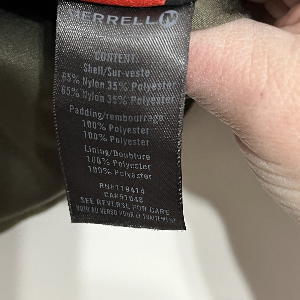Women's Merrell Quilted Padded Olive Green Jacket Coat Size Small Outdoor Winter - Picture 4 of 10